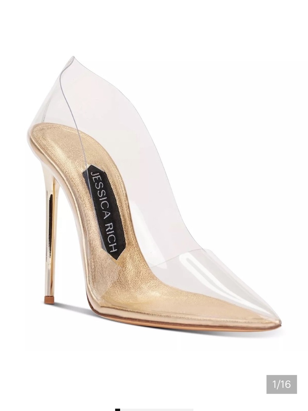 Jessica Clear PVC and Gold Stiletto Pump